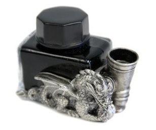 Clm38med inktpot rechthoekig schroefdop draak en houder