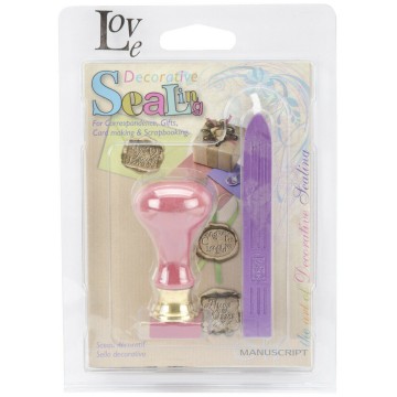 Decorative sealing set zegel love paarse zegelwas