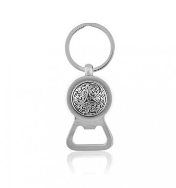 Keychain bottle opener triple swirl pewter