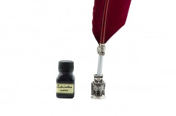 Piu35 schrijfset uil klein met houder en inkt