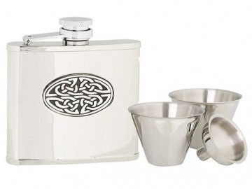 St80c mirror hipflask celtic knot oval