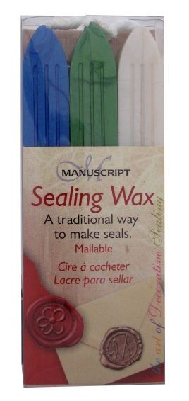 Zegelwas 3 staafjes blauw groen wit