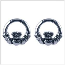 Zilveren oorstekers claddagh diam 8mm 8470