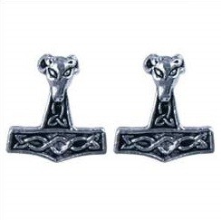Zilveren oorstekers thors hamer 8x8 mm 8437